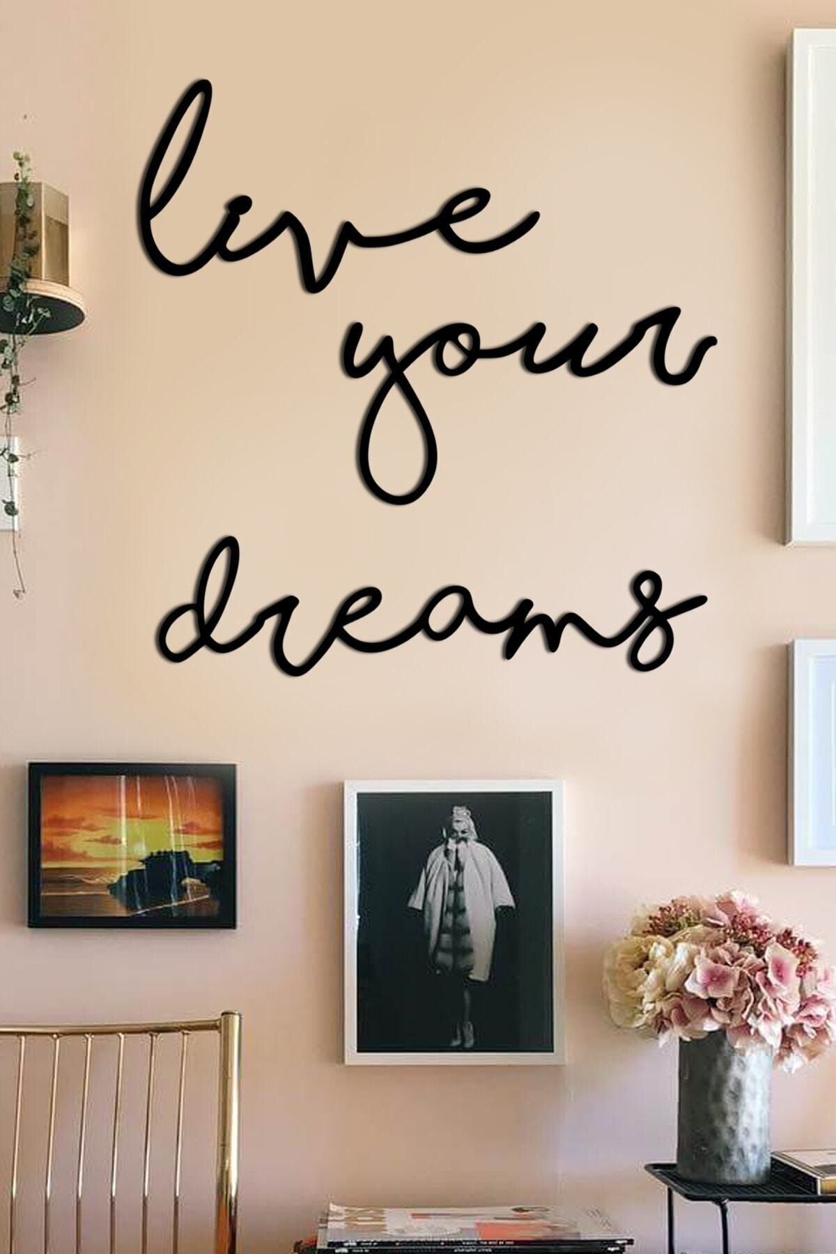 Siyah Live Your Dreams Duvar Tablosu Nocolor-1Ddedd5E