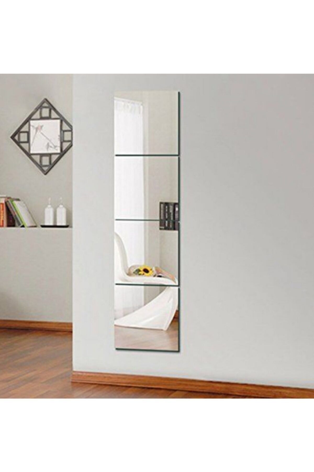 4 Parca Kare Ayna 30x30 Beyaz