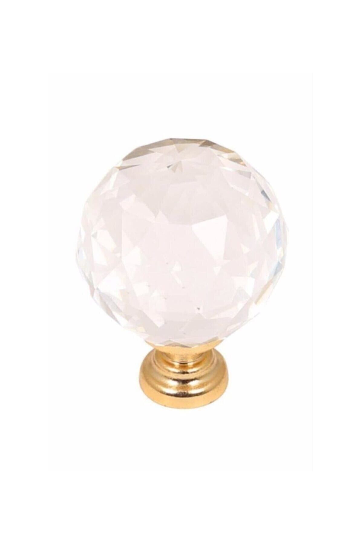 Kristal Düğme Kulp Modelleri Altın Dolap Çekmece Mobilya Mutfak Kulbu 30mm Kristal Düğme
