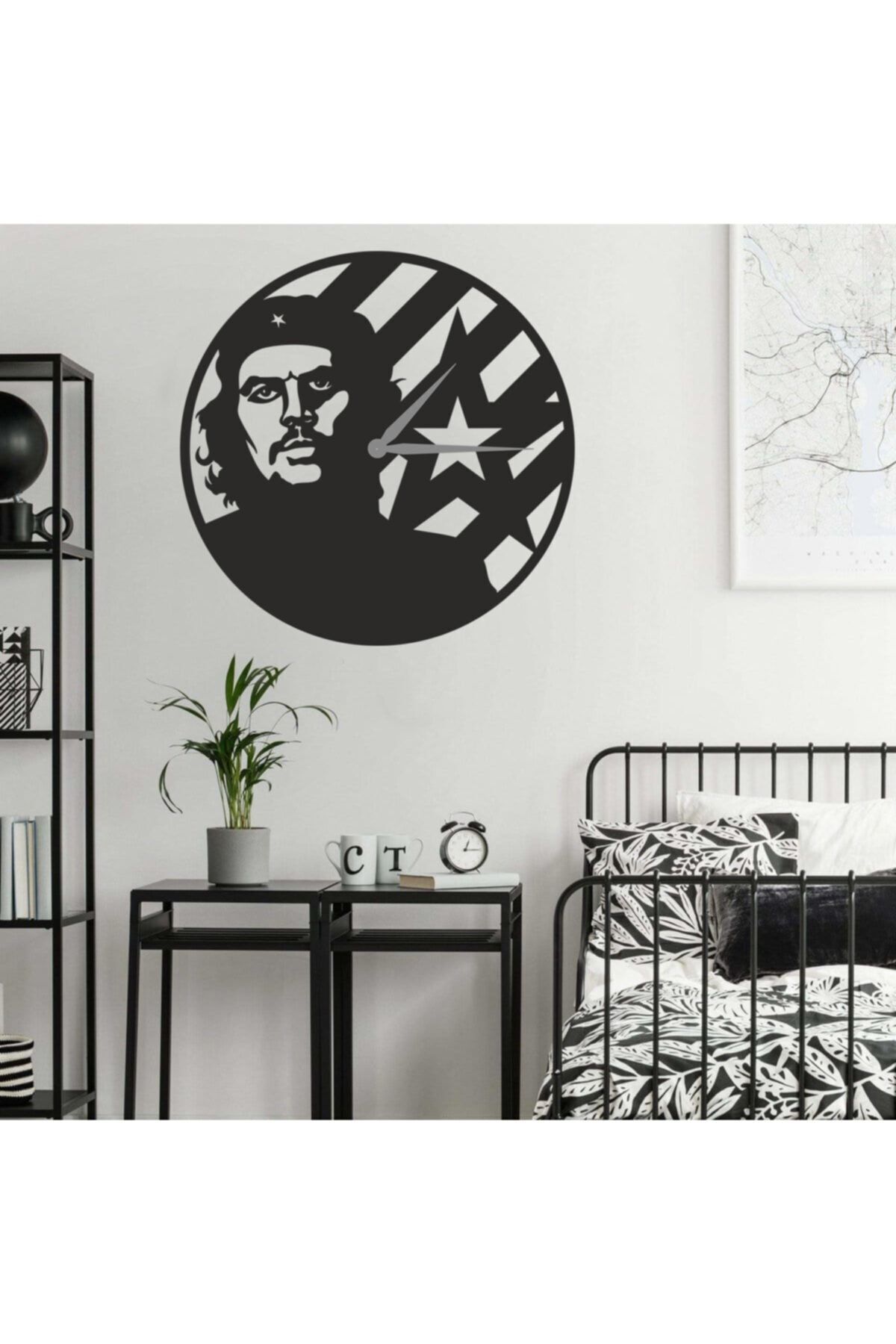 Dekoratif Siyah Lazer Kesim Duvar Saati 40x40cm Siyah