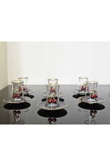 Dream Glass 12 Parça Kirazlı Çay Seti Kiraz Çay Kaşıklı Vera Çay Bardak Lüx Set