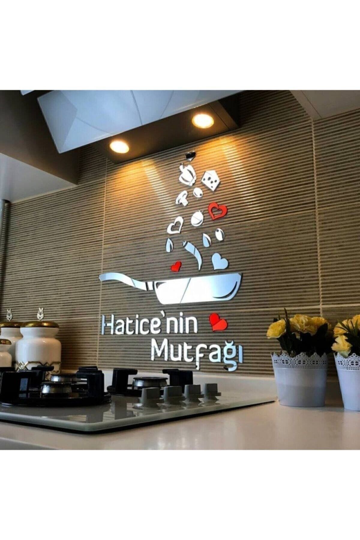 Aynalı Pleksili Duvar Dekorasyon Gümüş Tava Mutfak Süsü Gümüş